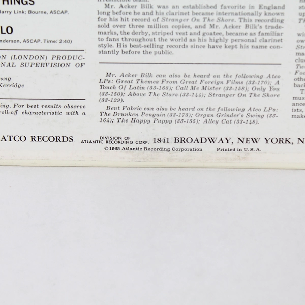 Vintage 1965 Acker Bilk & Bent Fabric Together 12" Record Atco Vinyl