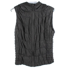 Be by Blanc Noir Black Hooded Zip-Up Vest Women's Size Medium