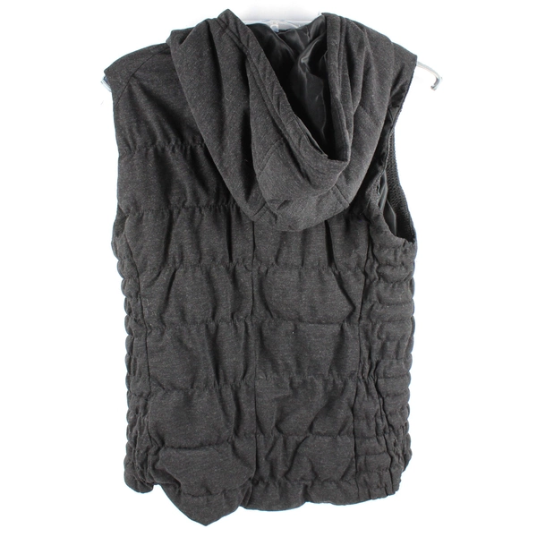 Be by Blanc Noir Black Hooded Zip-Up Vest Women's Size Medium