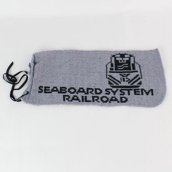 Vintage Seaboard System Railroad Gray Knit Drawstring Pouch Bag
