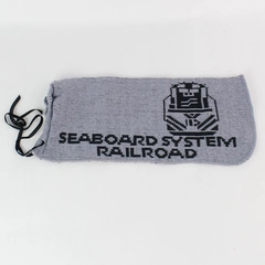 Vintage Seaboard System Railroad Gray Knit Drawstring Pouch Bag