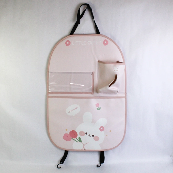 Vobomo Back Seat Organizer Storage Children Cartoon Rabbit Pink Tulips