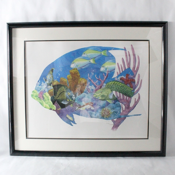 Mark Newman Art Print Tropical Fish Watercolor Signed and Framed 437/500