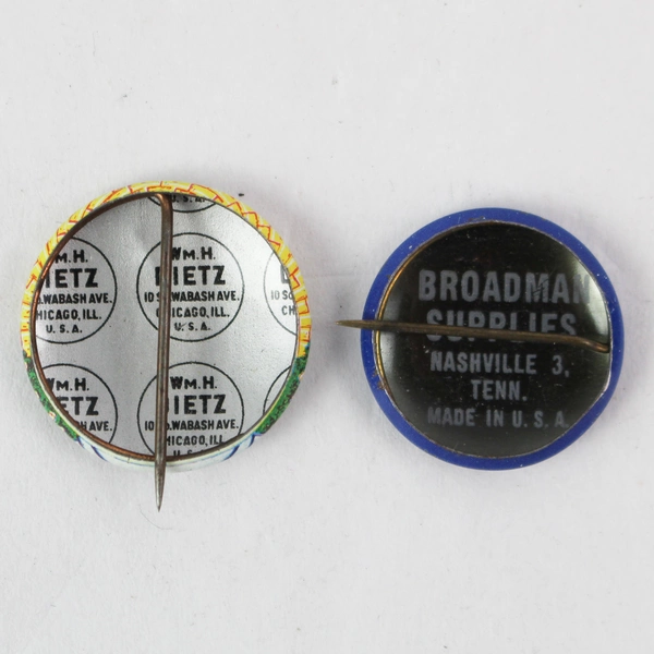 Lot of 2 Vintage Baptist Church Welcome Pinback Buttons 7/8"