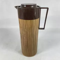 Vintage Aladdin Thermos Pitcher 4460 Brown Wood Grain 11.5" Insulated