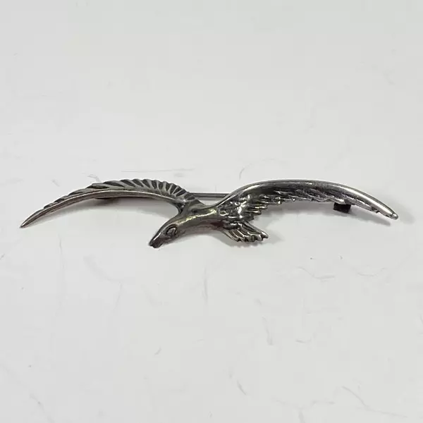 Vintage Mexico Silver Seagull Brooch Pin - Unique Bird Jewelry, Tarnished