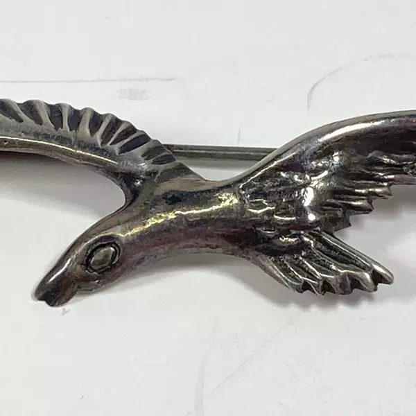 Vintage Mexico Silver Seagull Brooch Pin - Unique Bird Jewelry, Tarnished