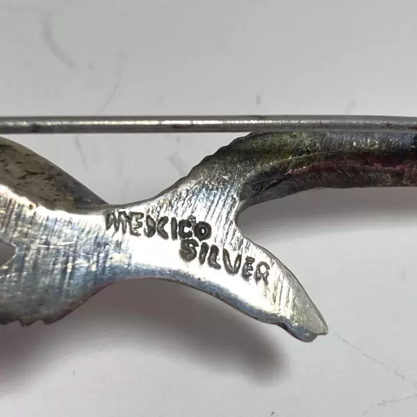 Vintage Mexico Silver Seagull Brooch Pin - Unique Bird Jewelry, Tarnished
