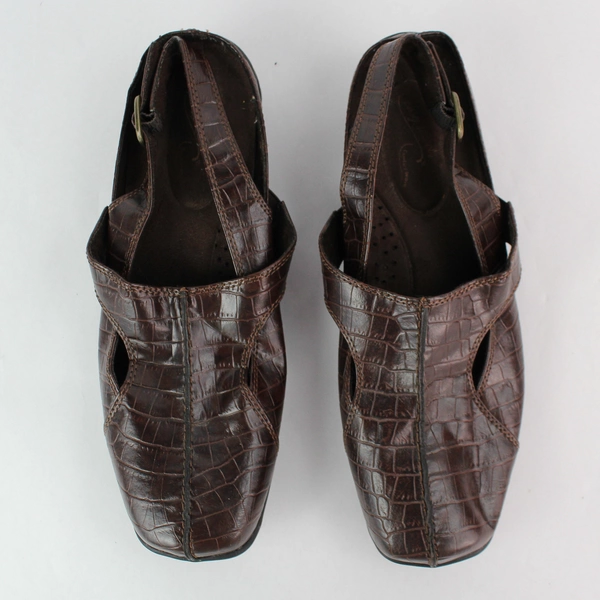 Easy Street Comfort Wave Brown Ankle Strap Shoes Women's Size 9M Pre-Owned