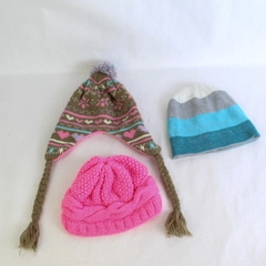 Lot of 3 Winter Knit Beanie Hats Girls Size Large
