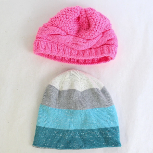 Lot of 3 Winter Knit Beanie Hats Girls Size Large