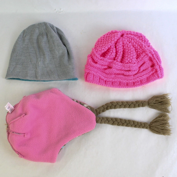 Lot of 3 Winter Knit Beanie Hats Girls Size Large