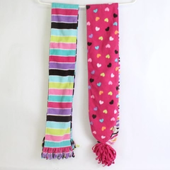 Lot of 2 Jumping Beans Girls' Multicolor Reversible Fleece Scarves