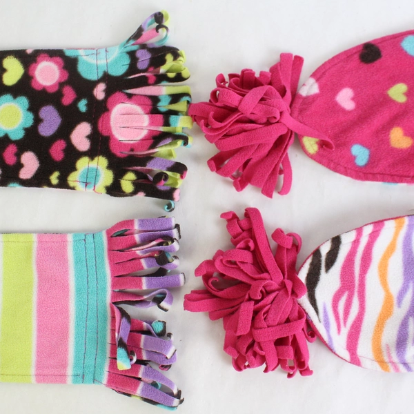 Lot of 2 Jumping Beans Girls' Multicolor Reversible Fleece Scarves