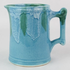 Hot Springs Pottery Arkansas Blue and Green Hand-Painted Pitcher 5.5"