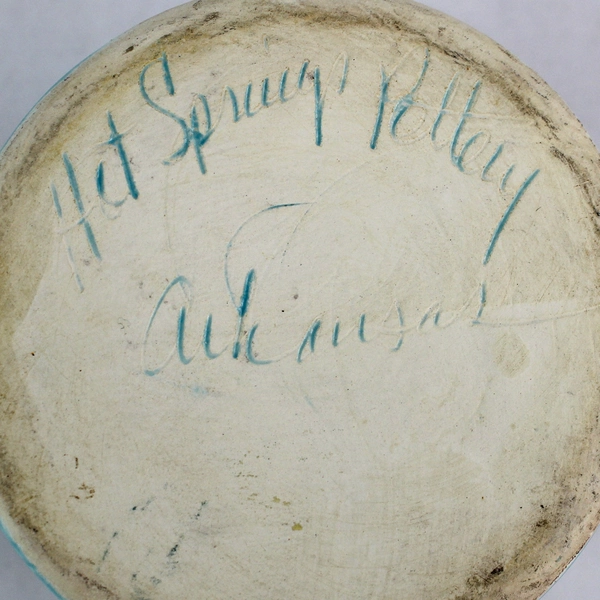 Hot Springs Pottery Arkansas Blue and Green Hand-Painted Pitcher 5.5"