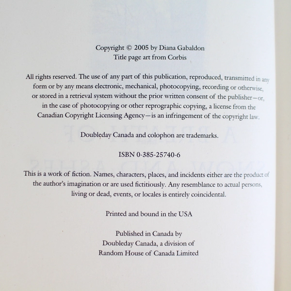 A Breath of Snow and Ashes by Diana Gabaldon 2005 Hardcover