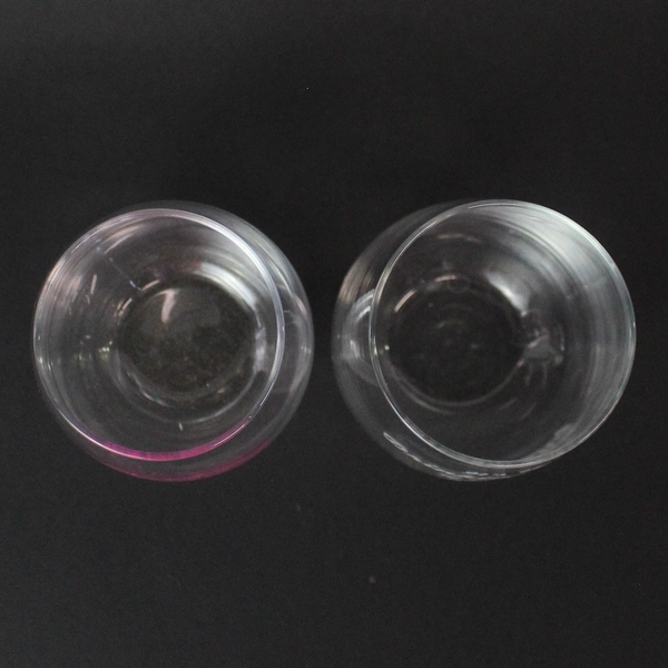 Lot of 2 Funny Clear Stemless Wine Glasses