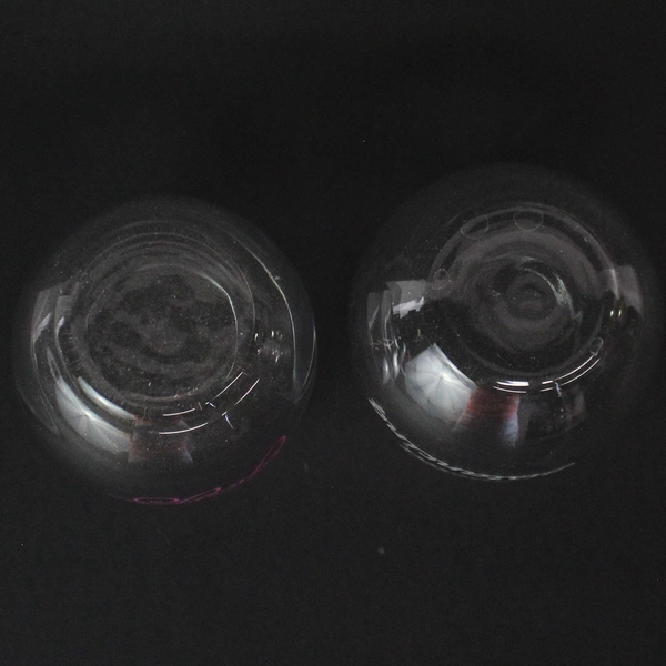 Lot of 2 Funny Clear Stemless Wine Glasses