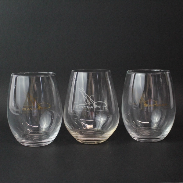 Set of 3 Maysara Clear Glass Stemless Wine Glasses