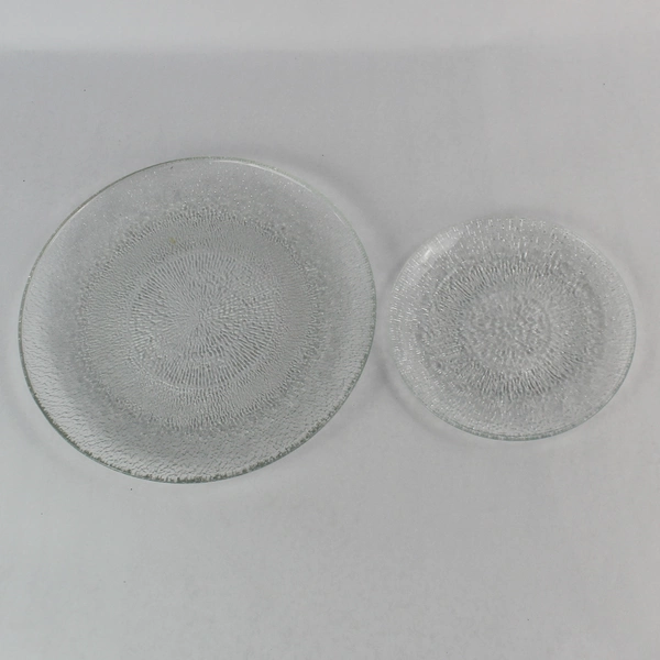 2 Piece Lot Vintage Indiana Glass Icicle Bark Texture 11" Platter and 7.5" Plate