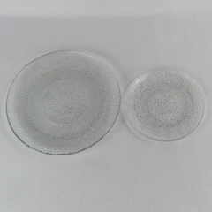 2 Piece Lot Vintage Indiana Glass Icicle Bark Texture 11" Platter and 7.5" Plate