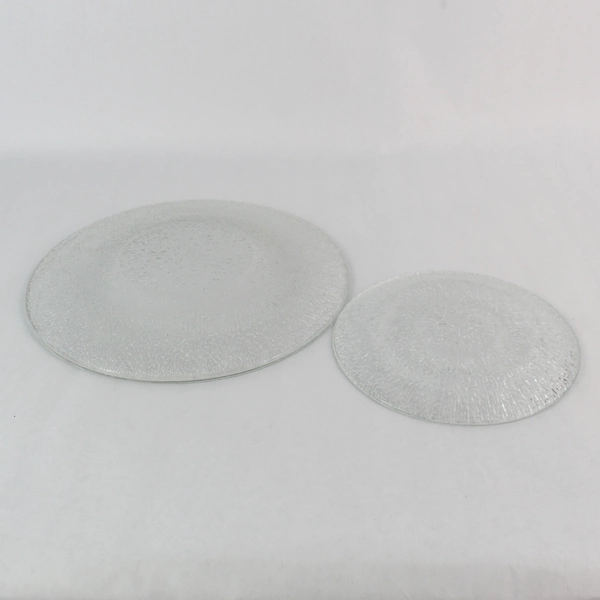 2 Piece Lot Vintage Indiana Glass Icicle Bark Texture 11" Platter and 7.5" Plate