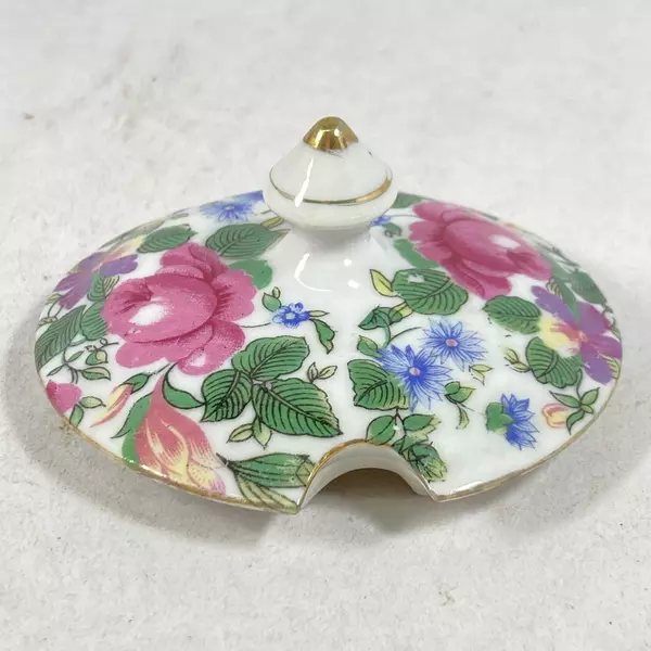 Vintage Nasco Floral Chintz China Jelly Jam Jar Japan Chipped Rim