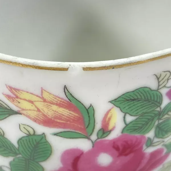 Vintage Nasco Floral Chintz China Jelly Jam Jar Japan Chipped Rim