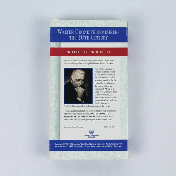 Walter Cronkite Remembers WWII 1997 VHS - Good Condition, Sold As-Is