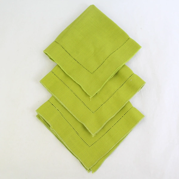 Set of 3 Chartreuse Green Square Cloth Napkins 16" x 16"