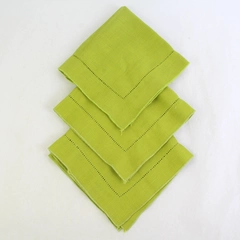 Set of 3 Chartreuse Green Square Cloth Napkins 16" x 16"