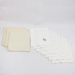 Lot of 11 White and Cream Cloth Napkins Flawed