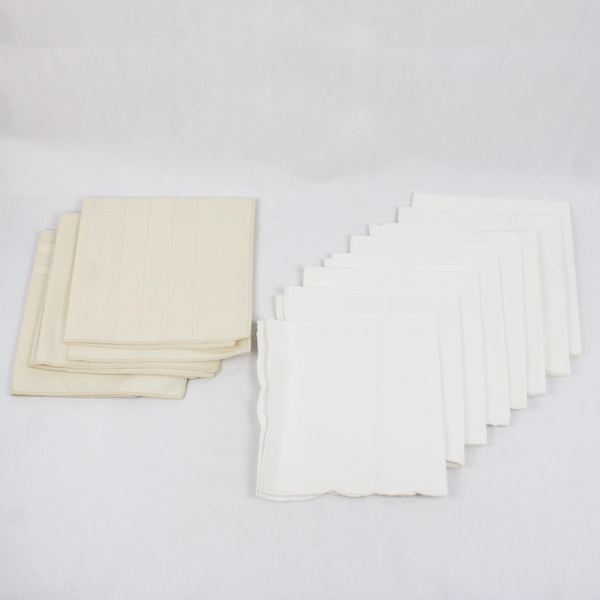 Lot of 11 White and Cream Cloth Napkins Flawed