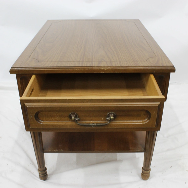 Vintage Mersman Mid Century Modern 2 Tiered End Table With Drawer Model 35-2