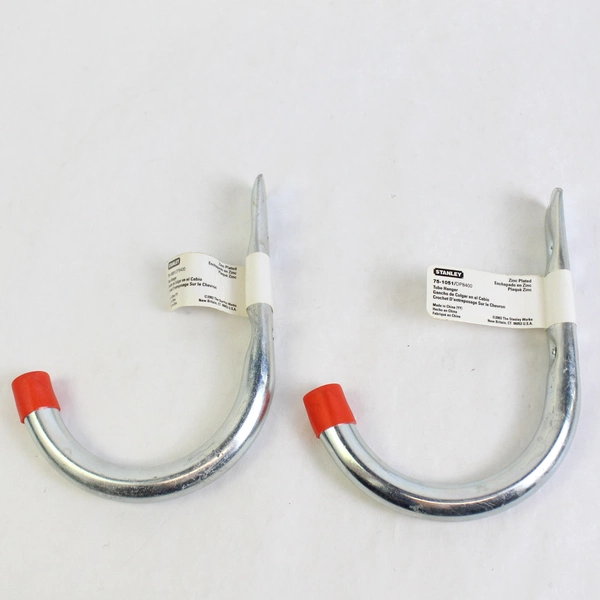 Set of 2 Stanley 6 Inch Wall Mounted Utility J Hook Tube Hanger Zinc Plated
