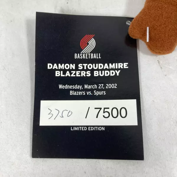 2002 Trail Blazers Damon Stoudamire L.E. Plush #3 Rare NBA Collectible