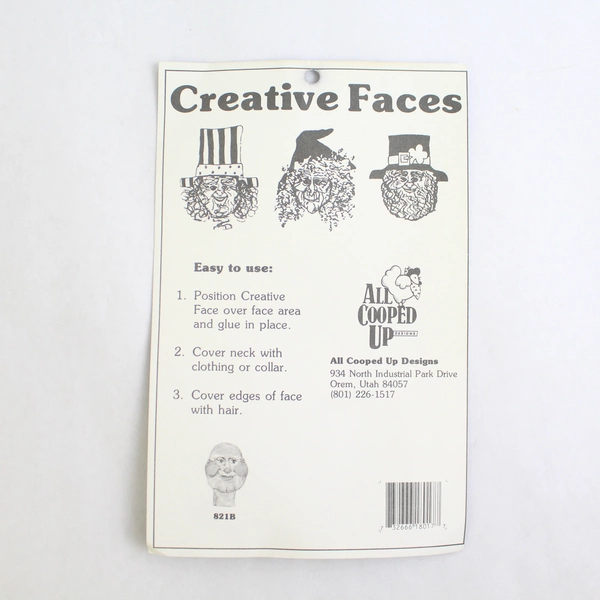 Lot of 2 All Cooped Up Designs Creative Faces Resin Doll Faces 821B  