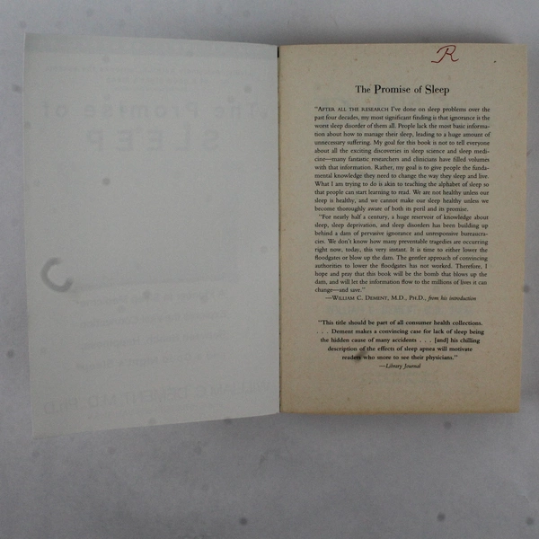 The Promise of Sleep by William C Dement 1999 Dell Trade PB