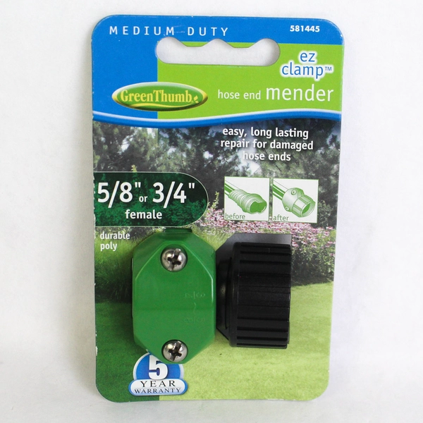 New Green Thumb EZ Clamp Hose End Mender 5/8" or 3/4" Female