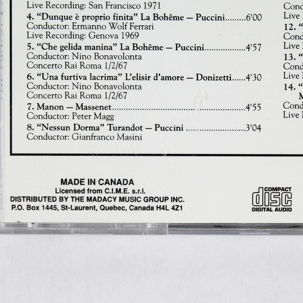 The Great Luciano Pavarotti 1999 Classical Treasures CD