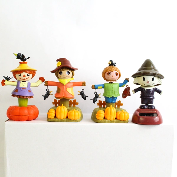 Lot of 12 Solar Nodders Flowers Scarecrows Animals Fortune Cat