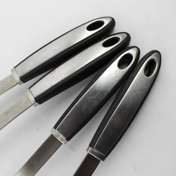 Set of 4 Stainless Steel and Silicone Kitchen Utensils Silver Black