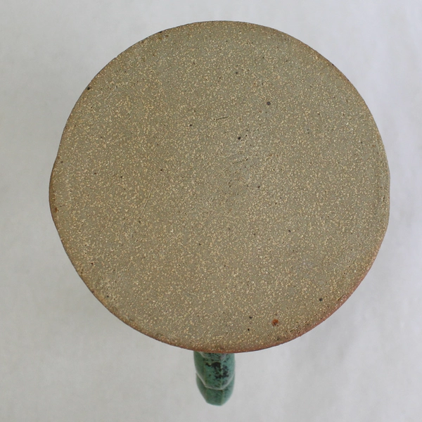 Handmade Ceramic Pitcher Copper Green Textured Vase Pottery