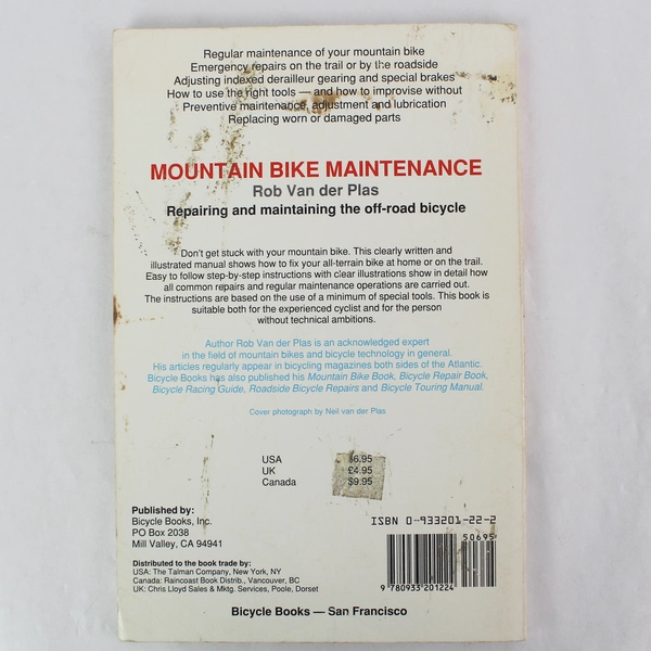 Mountain Bike Maintenance by Rob Van der Plas, 1989 Paperback Guide