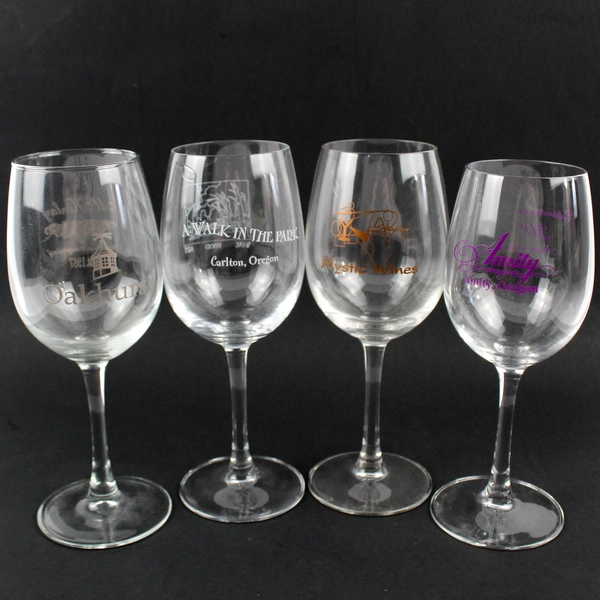 Set of 4 Various Oregon Medium Sized Glass Wine Glasses