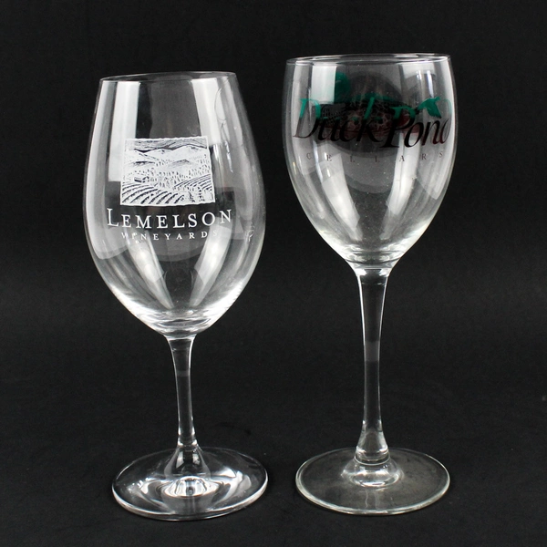 Set of 2 Various Small Oregon Glass Wine Glasses