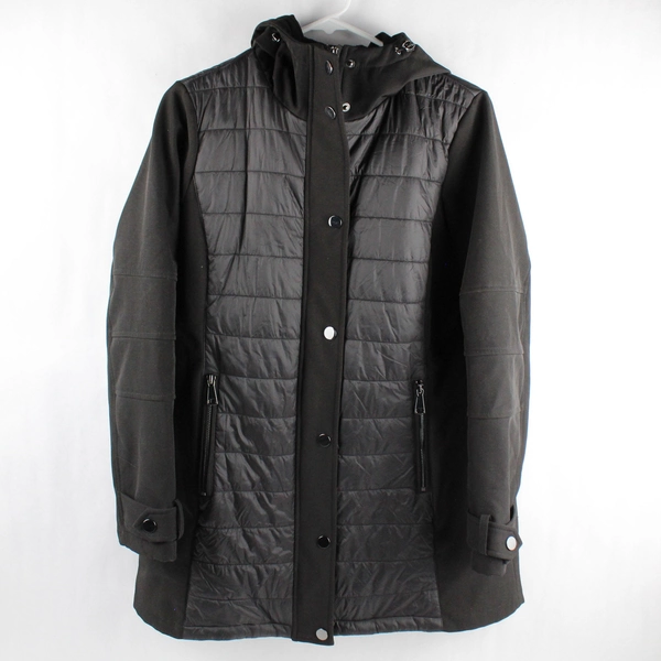 Ikazz Women's Winter Coat Sz M Black Lightweight Hooded Zip-Up