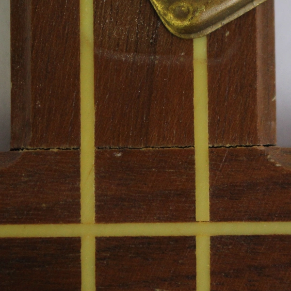 Vintage Wooden & Brass Inlay Crucifix Cross 