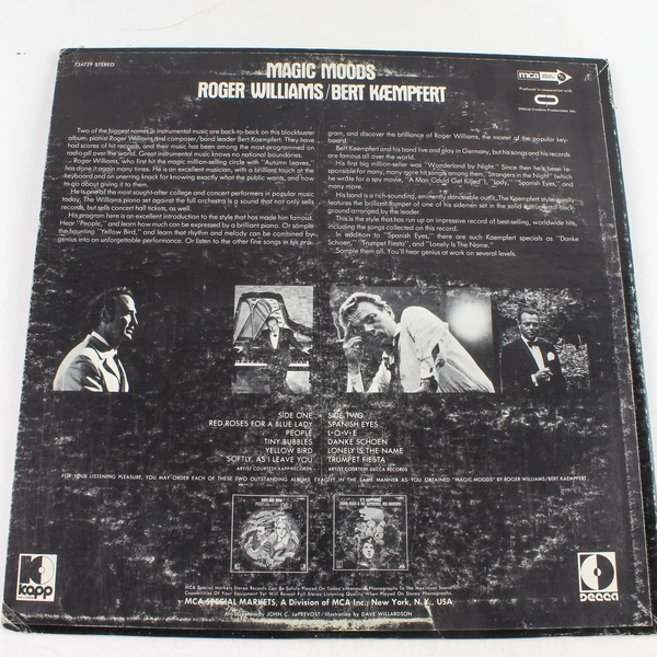 Roger Williams Bert Kaempfert Magic Moods 1970 Vinyl Record DL-734729